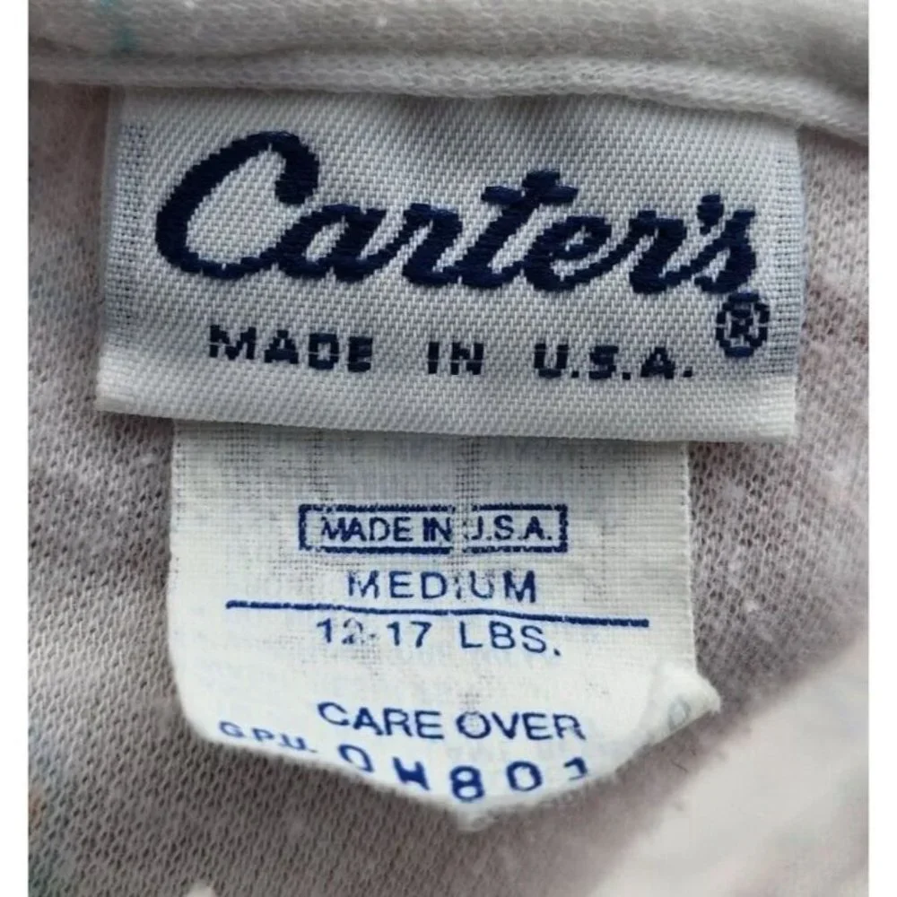 Vintage Carters Baby‎ Long Sleeve Footed One Piece Bodysuit Cat Print 12-17 Lbs